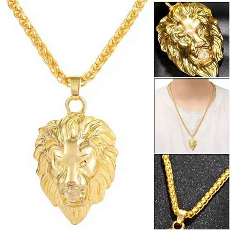 Men S Hip Hop Lion Head Pendant Necklace Shopee Philippines