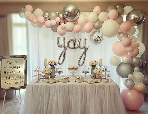 Blush Pink Silver And White Bridal Shower Backdrop Stylish Soirees