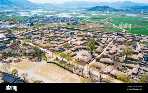 Aerial View Of Traditional Folk Village In Suncheon City Of South Korea