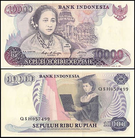 The currency code is myr and currency symbol is rm. Indonesia 10,000 Rupiah Banknote, 1985, P-126, UNC