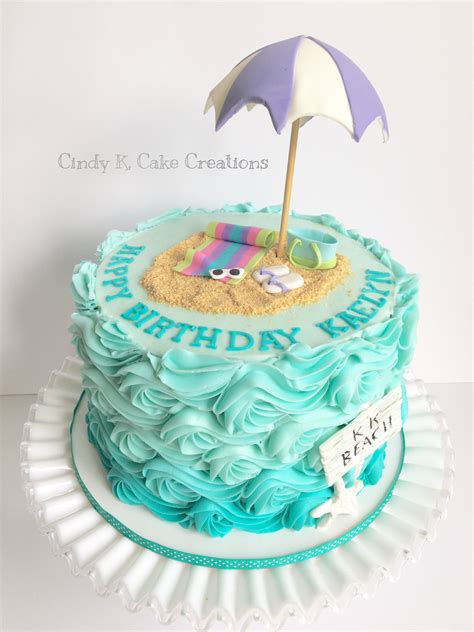 Buttercream Waves Beach Cake Made By Cindy K Cake Creations Beach Cakes Ocean Cakes
