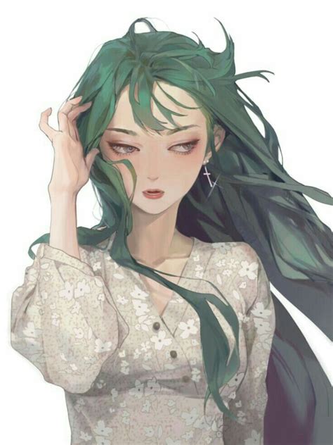 Pin By ‿ ʟᴇᴍᴏɴツ🍋²⁰⁰³ On Anime ฅωฅ Anime Green Hair Green Hair