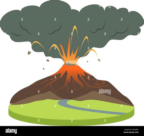 Erupción Del Volcán En La Zona Rural Dibujo Vectorial De Dibujos