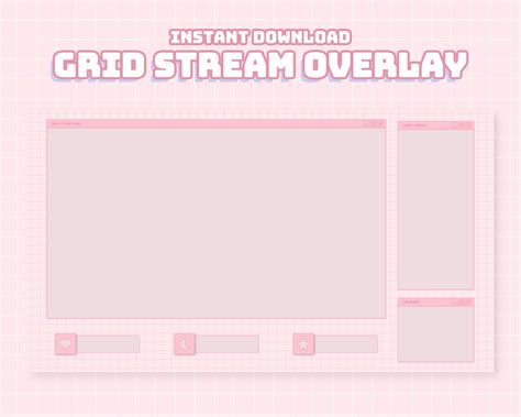 Light Pink Grid Stream Overlay Computer Streaming Graphics Etsy Uk