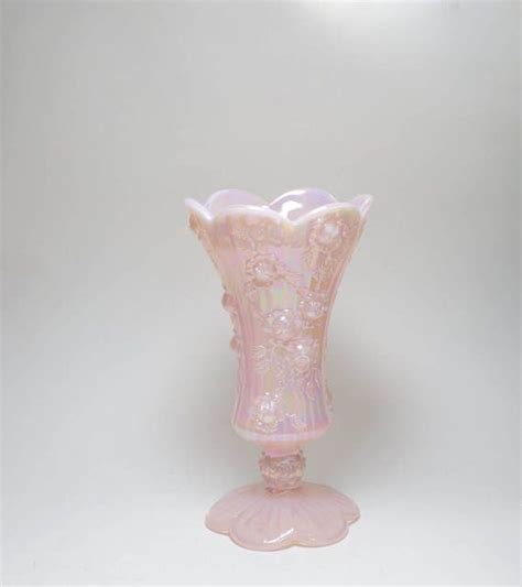 Vintage Signed Fenton Pink Rose Opalescent Carnival By Uneekitemz Fenton Glassware Carnival