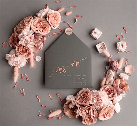 Glamour Rose Gold Wedding Invitations Luxury Pink Glitter Wedding