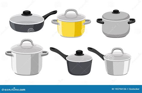 Pans Pots And Saucepans Stock Vector Illustration Of Cook 193794136
