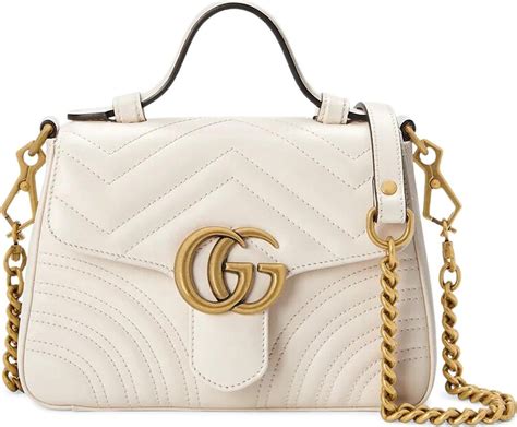 Buy Gucci Chevron Leather Gg Marmont Mini Top Handle Bag White