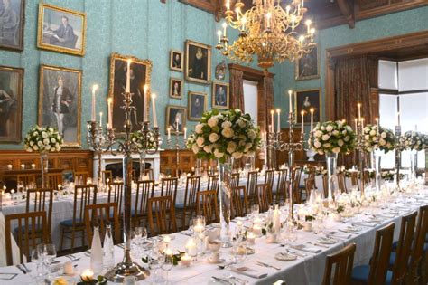 Wedding Reception Long Dining Table White Roses And Green