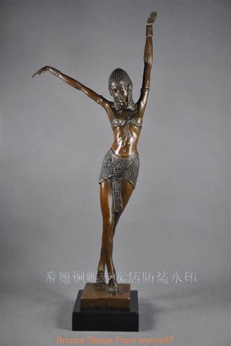 Ss Art Deco Sculpture Exotic Dancer Girl Woman Bronze Statue Qq In