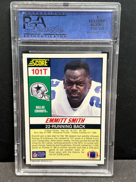 Emmitt Smith 1990 Score Supplemental Rookie RC Card #101T PSA 10 GEM MT
