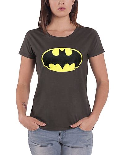 Buy Batman T Shirt Batman Logo Official Dc Comics Womens Light Graphite