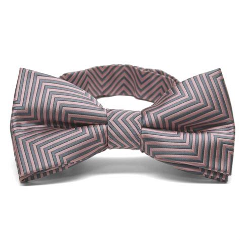 Soft Pink Chevron Striped Band Collar Bow Tie Shop At Tiemart Tiemart Inc
