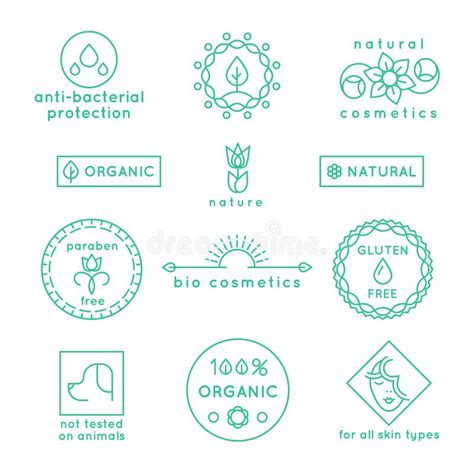Vector Set Of Badges And Labels For Natural And Organic Cosmetic Stock