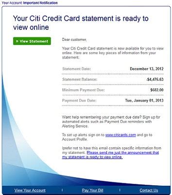 Citibank Credit Card Statement Leads To Blackhole
