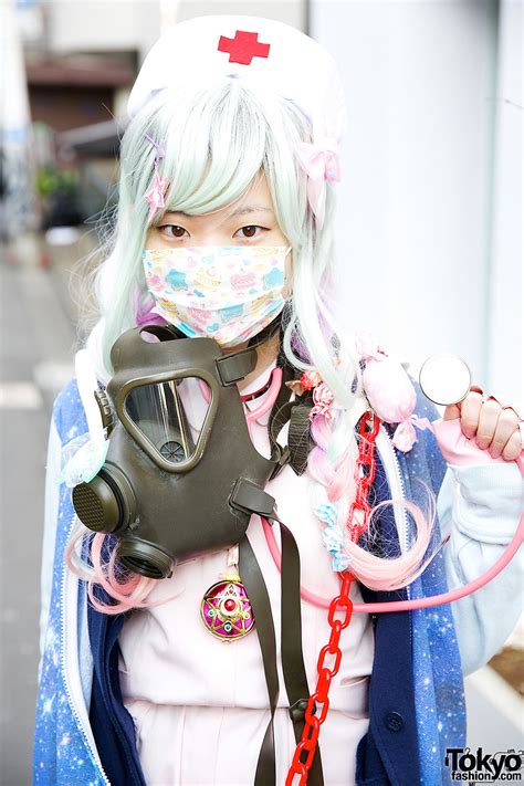 Harajuku Nurses W Decora Hair Pins Gas Mask And Randoseru