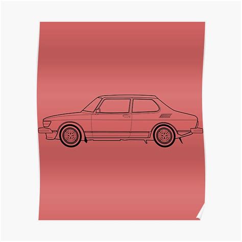 Saab 99 Turbo Outline Drawing Poster For Sale By Allagashdesigns