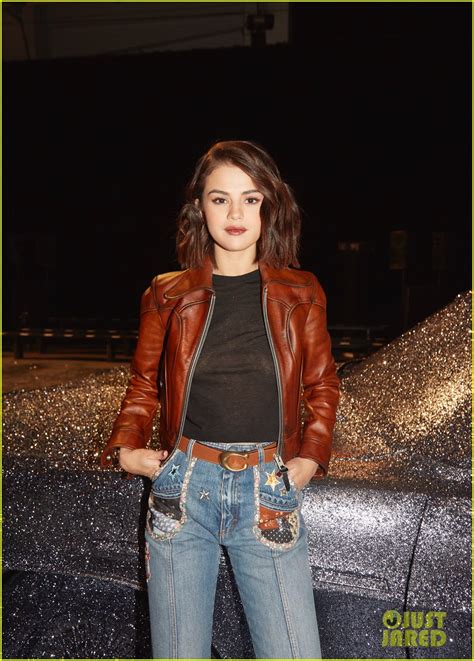 Selena Gomez Goes Casual In Leather Jacket And Jeans At Coachs Nyfw Show