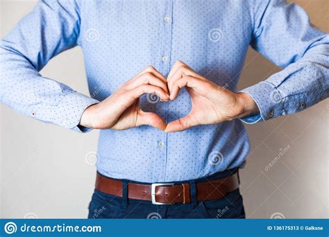 Handsome Young Man Making Heart Shape With Hands Fingers Love Relationshipdating Stock Image