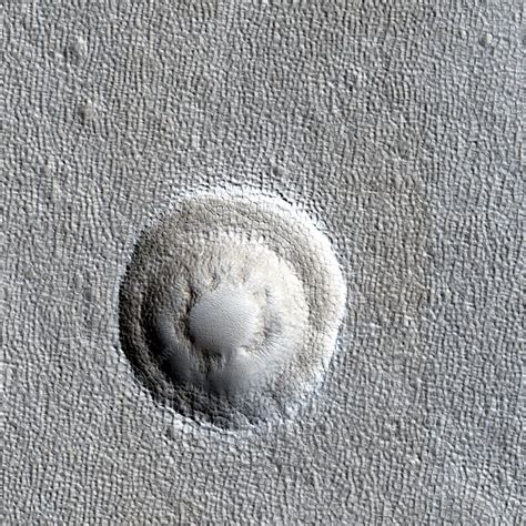 Impact Crater In Arcadia Planitia Mars Satellite Image Stock Image