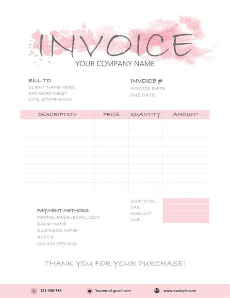 Invoice Template Word Printable Invoice Custom Order Forms Etsy