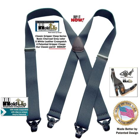 Holdup Suspender Holdup Brand Charcoal Grey X Back Classic Series