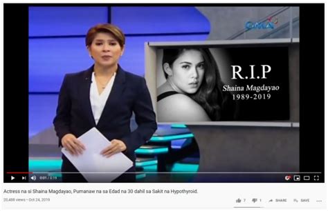 This Video Is About The Deaths Of Two Different Filipino Celebrities Actress Shaina Magdayao