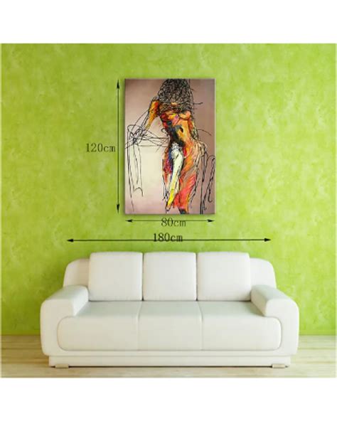 Curves Curls Oil Painting Hand Painted Vertical Nude Modern Rolled