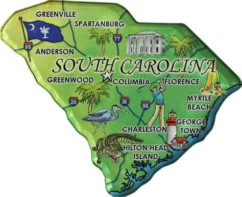 Buy South Carolina Acrylic State Map Magnet Flagline