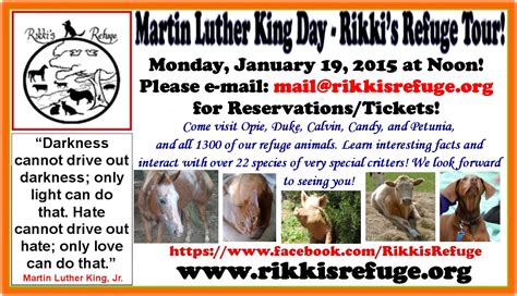 Martin Luther King Day Rikkis Refuge Tour Rikkis Refuge Animal