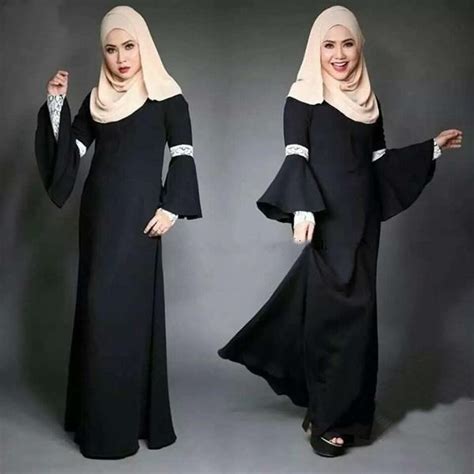 Women Kaftan Abaya Dress Muslim Islam Malaysia Jilbab Long Sleeve Maxi
