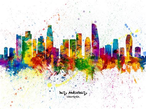 Los Angeles California Skyline Digital Art By Michael Tompsett