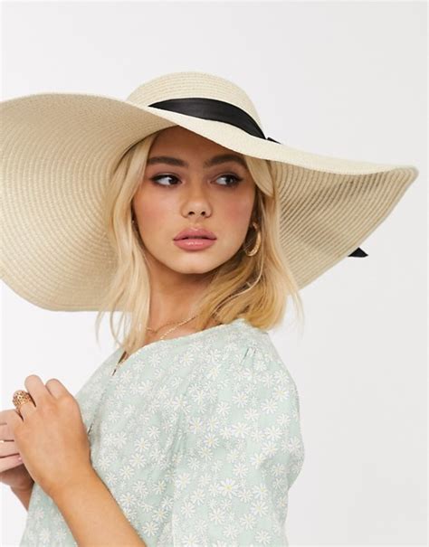 My Accessories London Wide Brimmed Straw Sun Hat With Bow Tie Detail