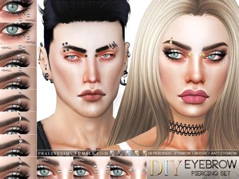 Pralinesims Diy Eyebrow Piercing Set Sims 4 Piercings