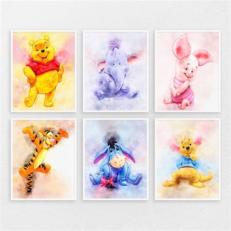 Winnie The Pooh Print Set Of Pooh Nursery Wall Art Etsy Nursery