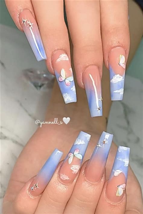 Natural Butterfly Nails Design For Long Nails 2020 Abby Fashion Style Purple Acrylic Nails
