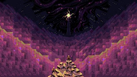 Mystical 8 Bit Pixel Art Starry Night Wallpaper