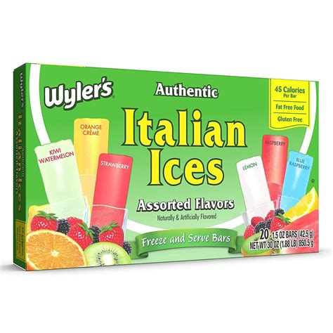 Wylers Authentic Italian Ices Freezer Ice Pops 20 Freeze Bars 850g