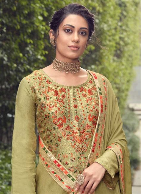 Buy Jacquard Silk Pant Style Pakistani Salwar Kameez Online