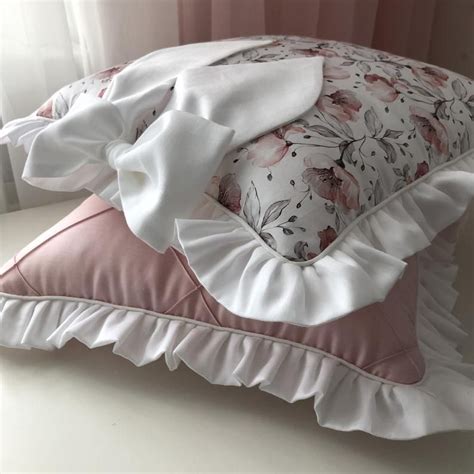 Decorative Ruffled Pillows With Flowers Etsy Ruffle Pillow Pillows