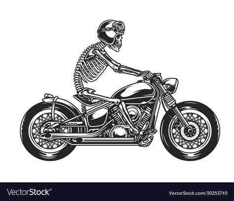 Skeleton Biker Driving Motorcycle Royalty Free Vector Image