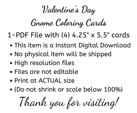 Gnome Coloring Valentines Day Cards Printable Valentines Day Cards