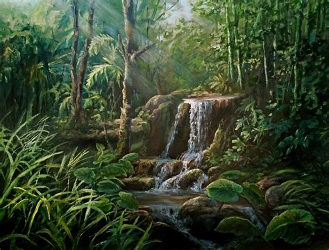 Jungle Waterfall Oil Painting By Kevin Hill Watch Short Oil Painting