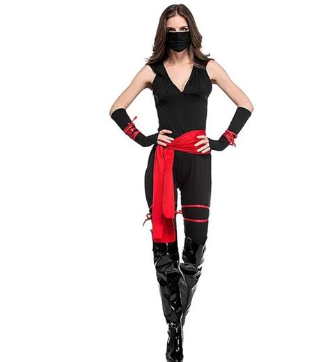 Halloween Sexy Ladies Female Ninja Costume Cosplay Lingerie Top Capris Belt Riband Mask Female