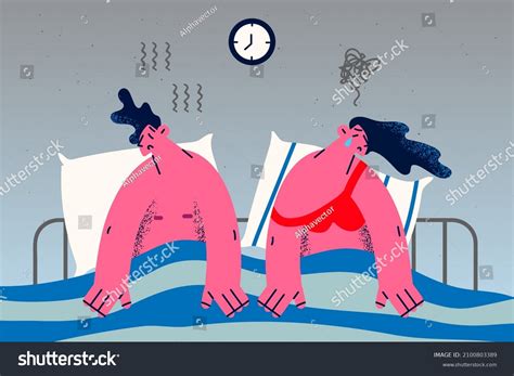 Unhappy Couple Lying Bed Suffer Sexual Stock Vector Royalty Free 2100803389
