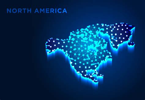 North America Continent In Blue Silhouette 1311336 Vector Art At Vecteezy
