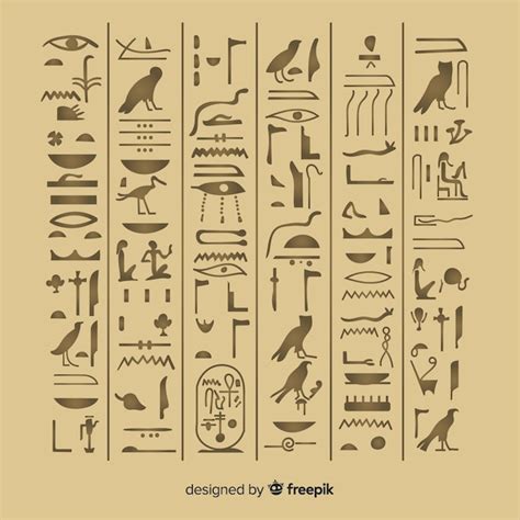 Ancient Egypt Hieroglyphics Background With Flat Design Free Vector