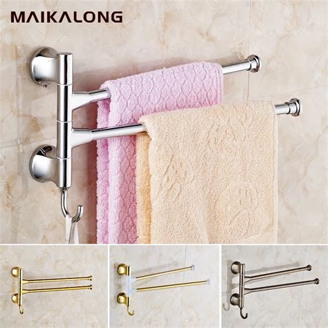 Stainless Steel Revolve Towel Bar Two Tiers Wall Mounted Bath Towel