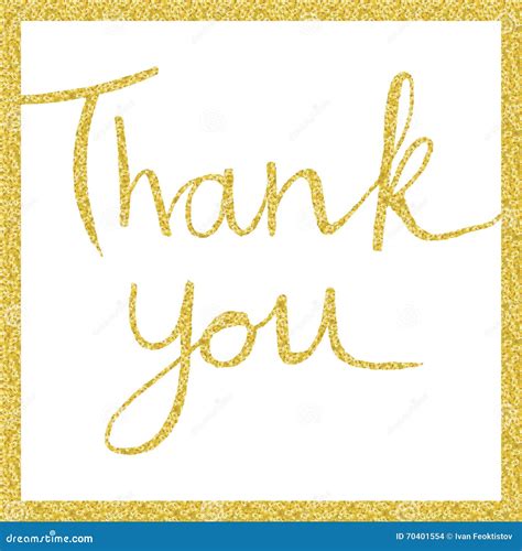 Thank You Lettering In Gold Stock Vector Illustration Of Card