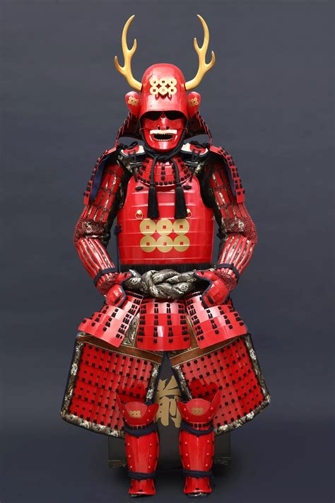 handmade red japanese samurai armor for yukimura sanada with deer antlers life size samurai